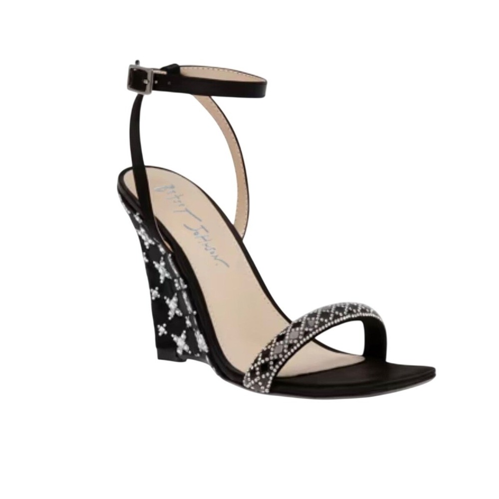Betsey Johnson Talya Rhinestone Wedge Sandals - Size 8